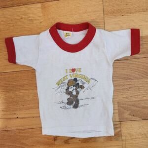 Vtg 70s 80s Walt Disney Ringer Tshirt 2T Toddler Mickey Mouse Single Stitch USA